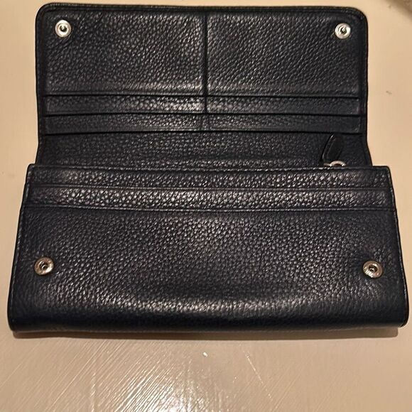 Prada Women's Continental Flap Long Wallet Navy Blue Saffiano Leather Minimalist - Picture 4 of 14